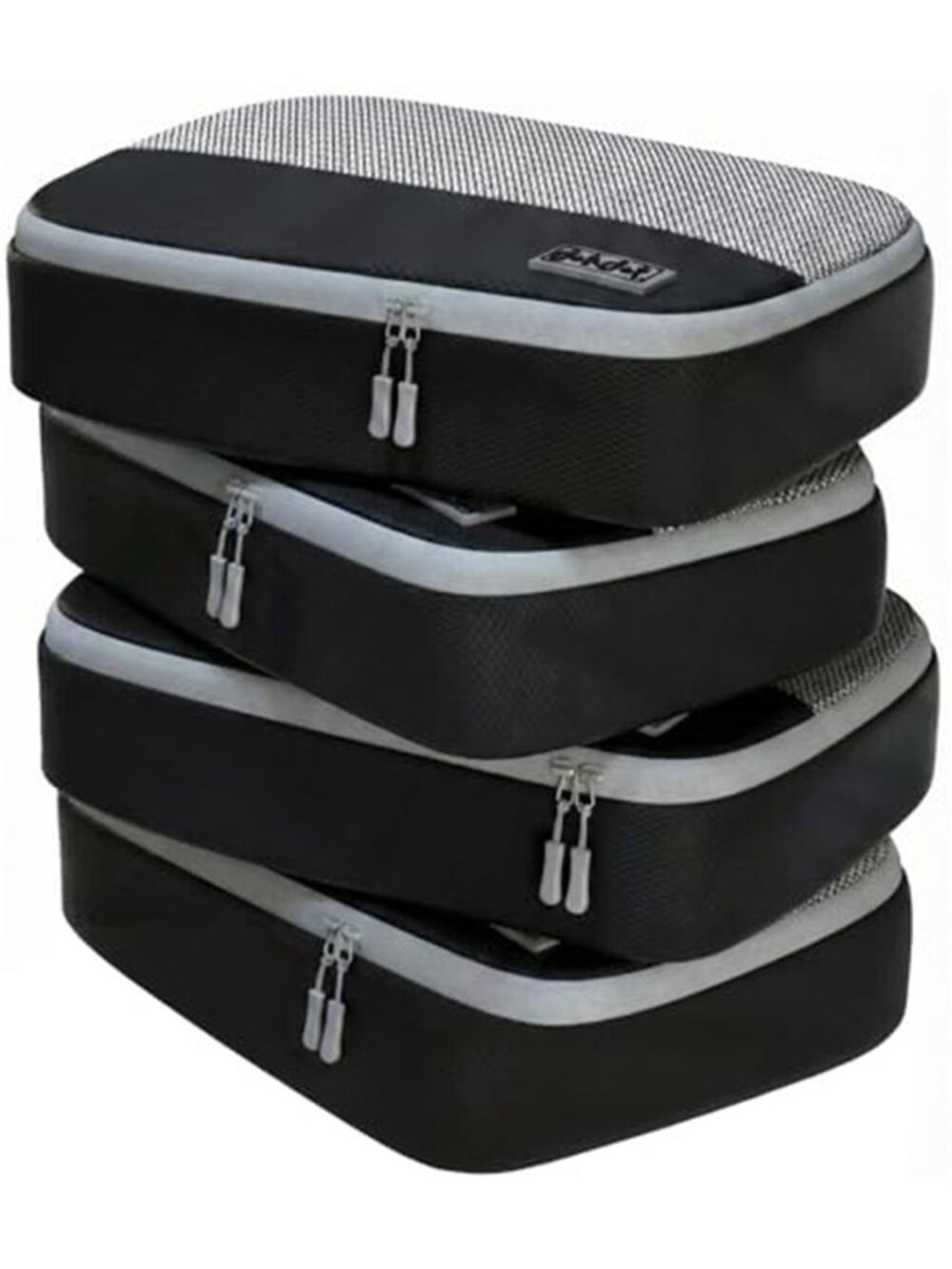 4 Pc Packing Cubes Set Travel Suitcase Organizer Mesh Luggage Storage Bags Black